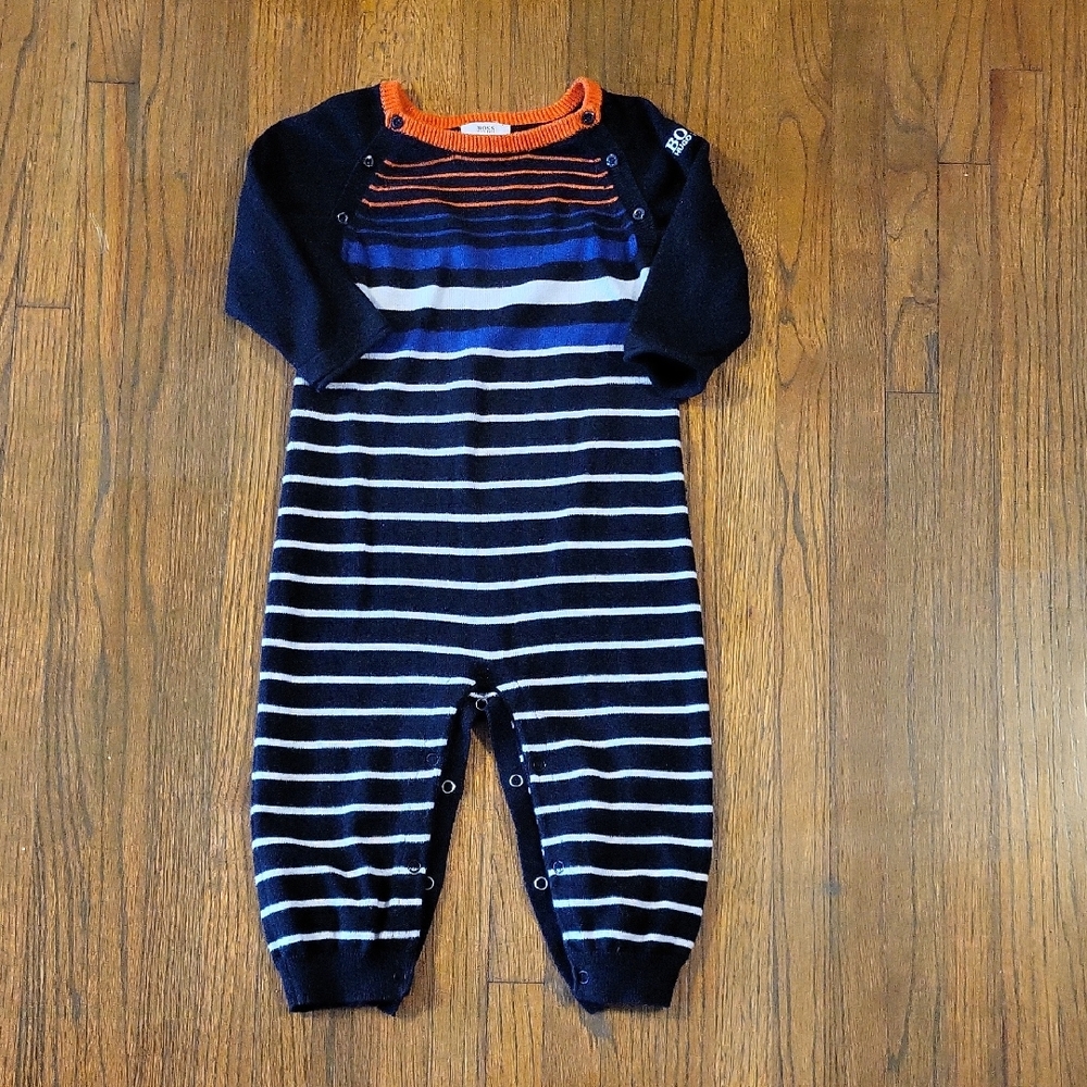 Boss Baby Sweater with Orange and Navy Stripes